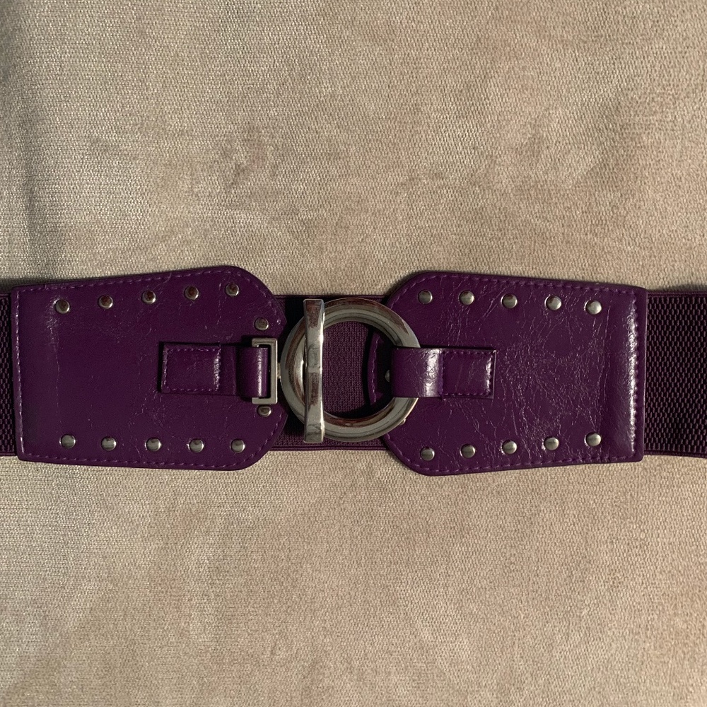 Purple Stretch Belt with Silver Ring & Bar Closure
